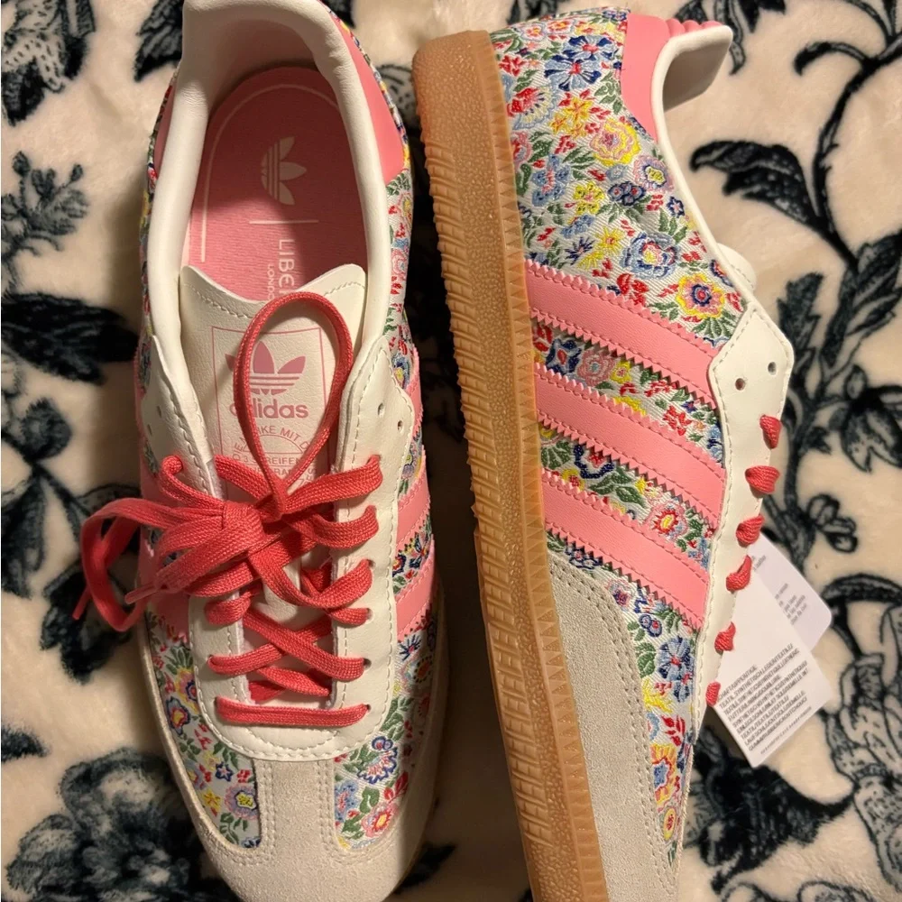 Adidas Kids Floral Sneakers - Pink and Cream - Picture 4 of 6